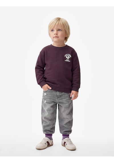 Koton Bisiklet Yaka Uzun Kollu Baskı Detaylı Şardonlu Sweatshirt Mor 7wmb10109tk