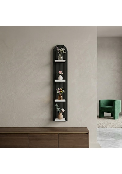 Fibrika Store Vertex Modern Duvar Saksılığı & Dekoratif Bitki Rafı Siyah Beyaz
