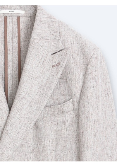 Kip Açık Kahve Desenli Modern Fit Yün Karışımlı Ceket Açık Kahverengi