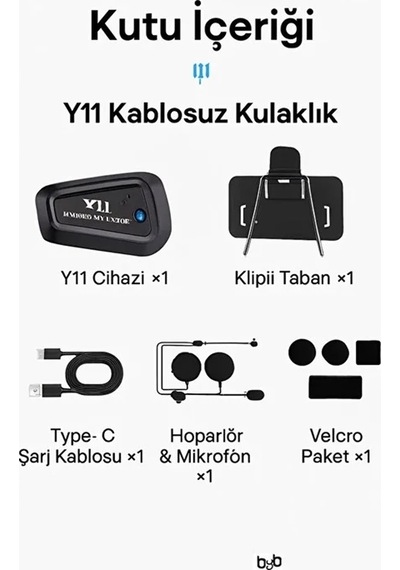 Y11 Bluetooth Kulaklık Mikrofonlu Motosiklet Kulaklığı İntercom Bt 5.3 54768823