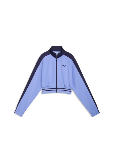 Puma T7 Pique Cropped Jacket Mavi Kadın Crop Ceket