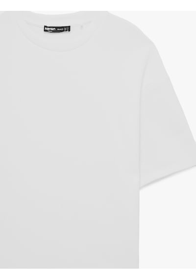 Koton Kısa Kollu Bisiklet Yaka Pamuklu Tok Kumaş Basic Oversize Tişört Beyaz 6sam10279mk