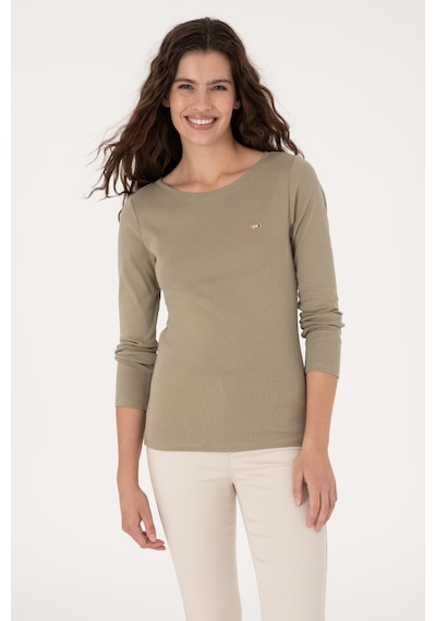 U.S. Polo Assn. Kadın Açık Haki Slim Bisiklet Yaka Basic Sweatshırt 50315419-VR183