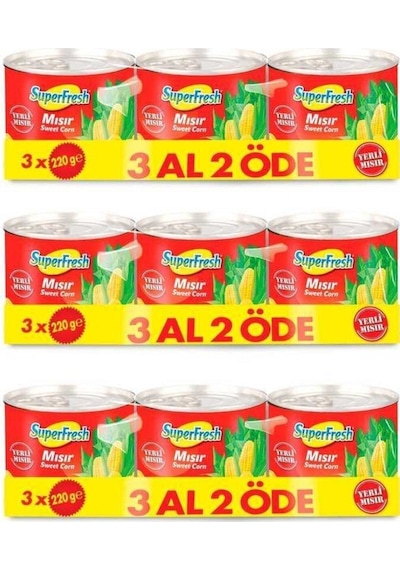Mısır Konserve 220 Gr X 3 Adet X 3 Paket