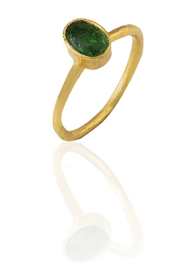 Kadir Jewellery 22 Ayar Altın Kaplama Zirkon Taşlı Kadın Minimal Yüzük Yeşil 49935033