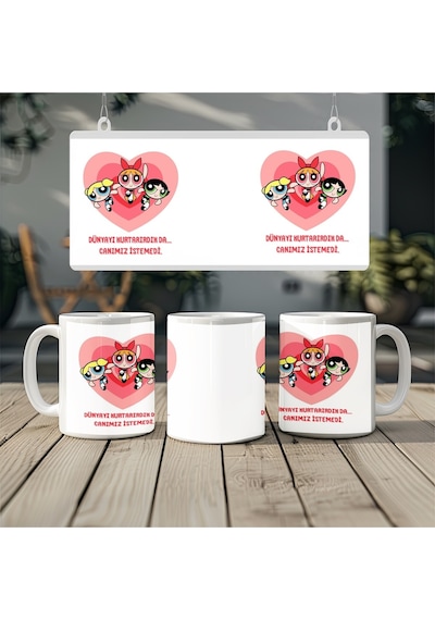 Powerpuff Girls Dünyayı Kurtarırdık Da Canımız İstemedi Yazılı Kupa Bardak - Dostluk Temalı Hediye Beyaz