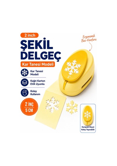 Ofisinn Şekilli Mega Boy Delgeç/şekilgeç 5 Cm Kar Tanesi Sarı