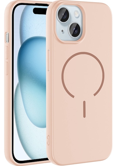 Apple Uyumlu iPhone 15 Kılıf M-safe Şarj Özellikli Sys Meta Kapak - Rose Pembe Rose Pembe