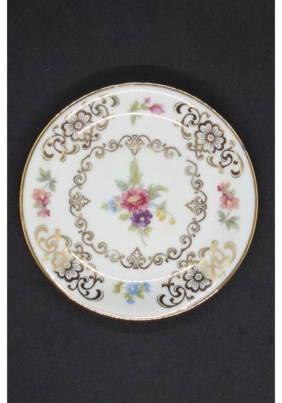 Elfenbein Porzellan Vintage Çerezlik Tabak 12 Cm Bej