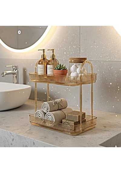 2 Katlı Makyaj Organizeri Kozmetik Aksesuar Düzenleyici Kozmetik Vitrini Amber Sarı Açık Kahverengi 2 Katlı Makyaj Organizeri Kozmetik Aksesuar Düzenleyici Kozmetik Vitrini Amber Sarı Açık Kahverengi