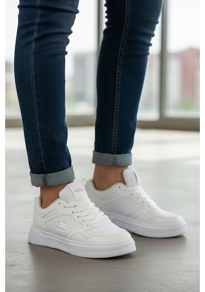 Slazenger Beyaz Bağcıklı Cilt Hafif Esnek Unisex Spor Ayakkabı Energy G Beyaz