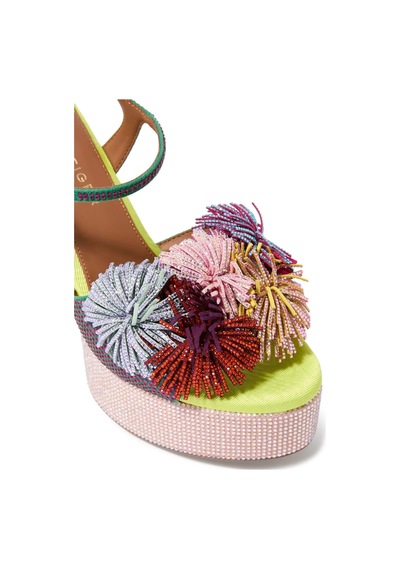 Kurt Geiger Pom Pom Tie 125 Platform Kadın Dolgu Topuk Sandalet Çok Renkli