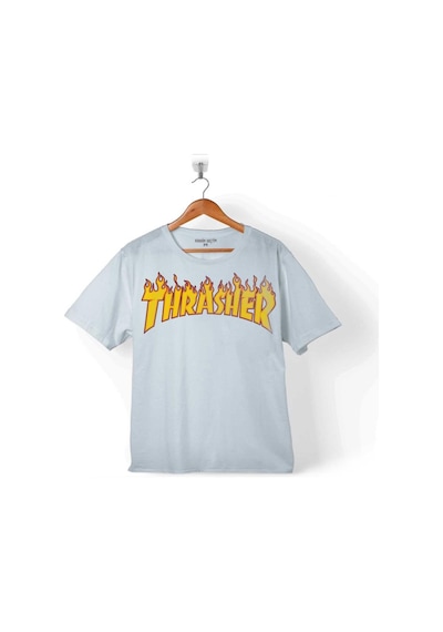 Trasher Logo Flame Blaze Skateboard Hıp Hop Çocuk Tişört 001