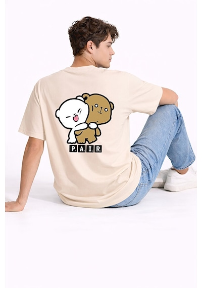 Sevgili Kombini Perfect Pair Ayıcık Baskılı Çift Tişört Oversize Unisex Partner Kombin Seti Bej Sevgili Kombini Perfect Pair Ayıcık Baskılı Çift Tişört Oversize Unisex Partner Kombin Seti Bej