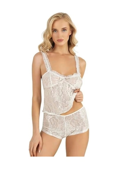 Primoda Aria's Closet Ekru Saten Şort Takımı 9221 Ekru