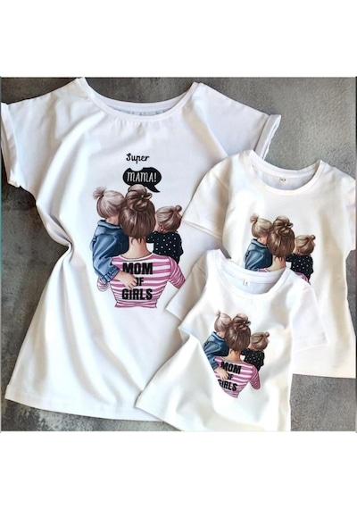 Modavals Anneler Günü Tasarımı Di̇ji̇tal Baskılı Anne Çocuk Tshirtleri̇ Çok Renkli