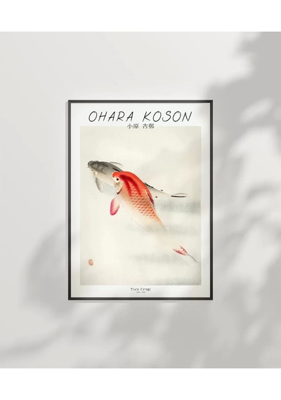 Çerçevesiz Poster Ohara Koson İki Sazan