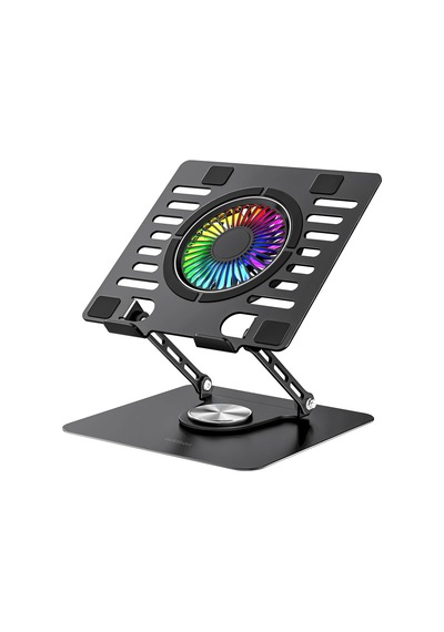 Addison Ad-rc36 Fanlı Rgb Işıklı 360 Derece Dönebilen Ayarlanabilir Çelik/alüminyum + Kaymaz Silikon Ped Metal Laptop Stand Rc36 Siyah