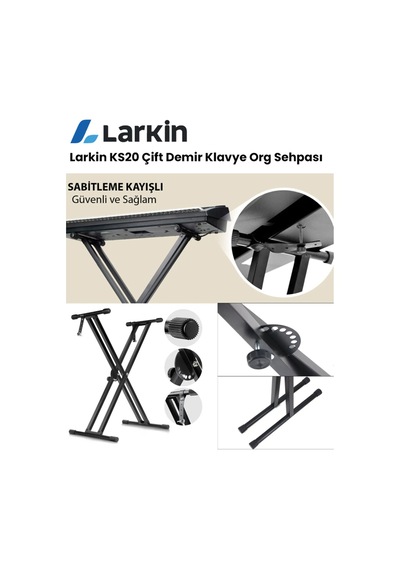 Larkin Ks20 Çift Demirli 7 Kademeli Üst Kalite Klavye Org Sehpası Sabitleme Kayışlı