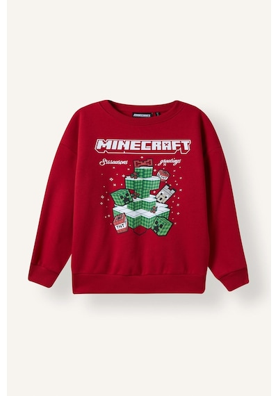 Defacto Yılbaşı Temalı Minecraft Baskılı Bisiklet Yaka İçi Yumuşak Tüylü Kalın Sweatshirt Erkek Çocuk I5171a826wnrd350 Kırmızı-rd350