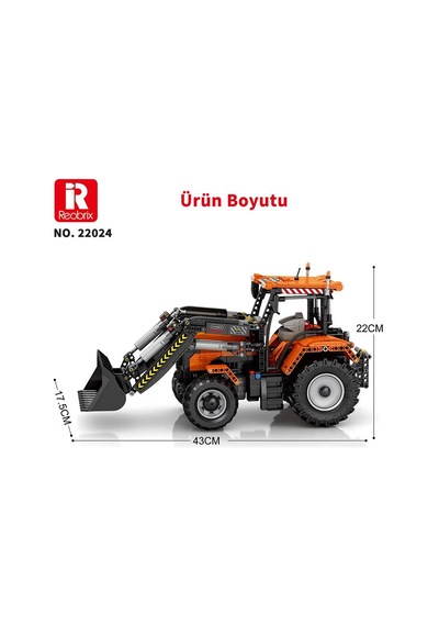 Reobrix Technic 22024 Kepçeli Traktör Loading Tractor Kumanda&motorlu Yaratıcı Yapı Blok Seti Building Blocks- 1496 Parça