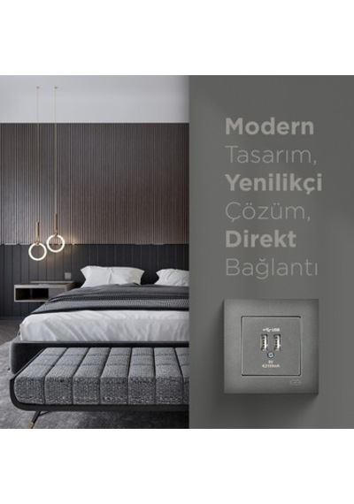 Füme 2 Usb Çıkışlı 5v Şarj Prizi İle Modern Elektrik Çözümünüz