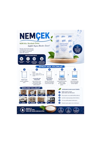 Nemçek Nem Alıcı Rutubet Giderici Küf Önleyici Koku Giderici Korozyon Önleyici 2500 Gr 10 Paket