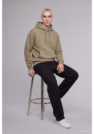 Defacto Regular Fit Kapüşonlu İçi Yumuşak Tüylü Kanguru Cepli Basic Sweatshirt X8283az26aukh404 Haki-kh404