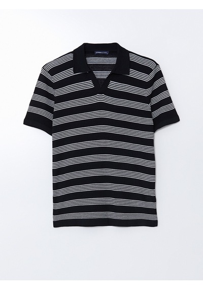 Lcwaıkıkı Classic Lacivert Polo Yaka Çizgili Dokulu Erkek Triko Tişört