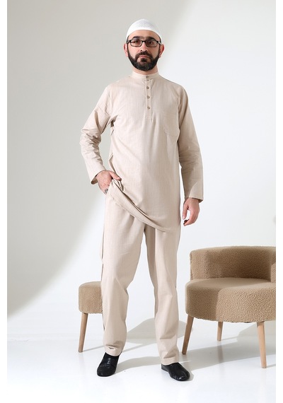 İhvanonline Erkek Tek Cepli Gömlek Pantolon İkili Takım Hac Ve Umre Kıyafeti Bej Vşn İhvanonline Erkek Tek Cepli Gömlek Pantolon İkili Takım Hac Ve Umre Kıyafeti Bej Vşn