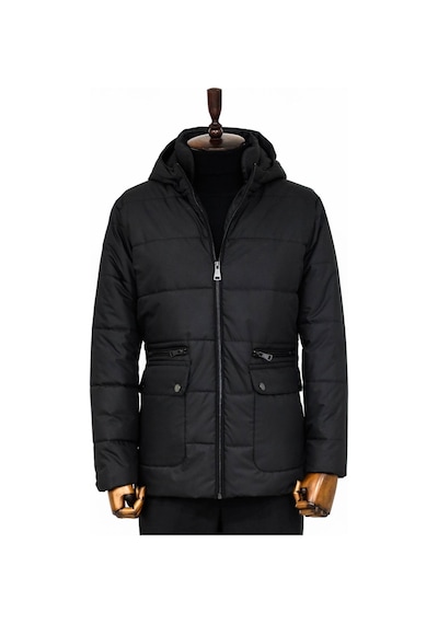 Wessi Slim Fit Kapüşonlu Siyah Erkek Şişme Mont Siyah