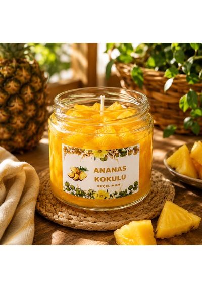 Reçel Mum Ananas Kokulu Mum Dekoratif Mum Sarı
