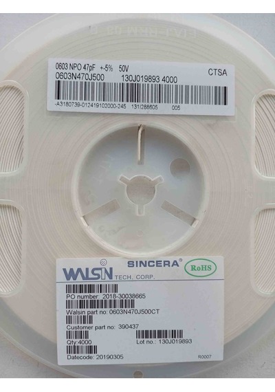0603m470j500 603 47pf 50v Sincera 700 Adet