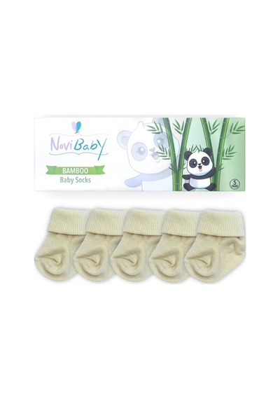 Novibaby 5'li Bambu Yenidoğan Bebek Çorabı I Ecru I 0-6 ay Ekru