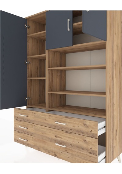 Hyperion Dolap 9 Raflı 5 Çekmeceli 3 Kapaklı 132x44x195 Çam-antrasit/çam Antrasıt/atlas Çam Hyperion Dolap 9 Raflı 5 Çekmeceli 3 Kapaklı 132x44x195 Çam-antrasit/çam Antrasıt/atlas Çam