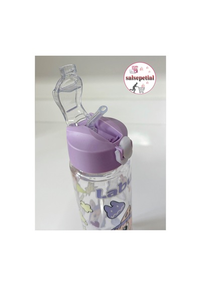 Labubu Su Matarası Labubu Suluk Labubu Figürlü Su Şişesi Labubu Matara Pipetli Matara 650ml Mor