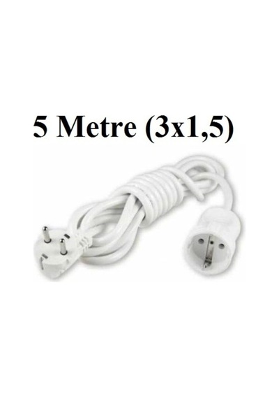 Topraklı Uzatma Seyyar Kablosu 5 Metre Tekli Priz 3x1,5 Mm Seyyar Uzatma Kablosu 5 M