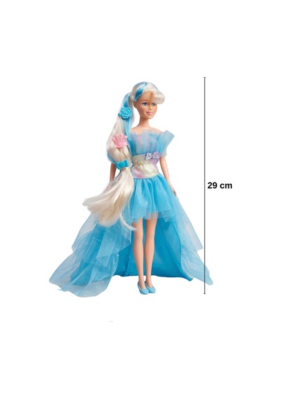 Zengin Aksesuarlı Prenses Peri Kızı Bebek - 29 Cm Oyuncak Bebek Mavi