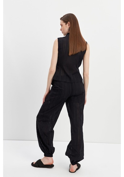 Stella Pulvis Siyah Beli Lastikli Şortlu Jogger Pantolon Siyah