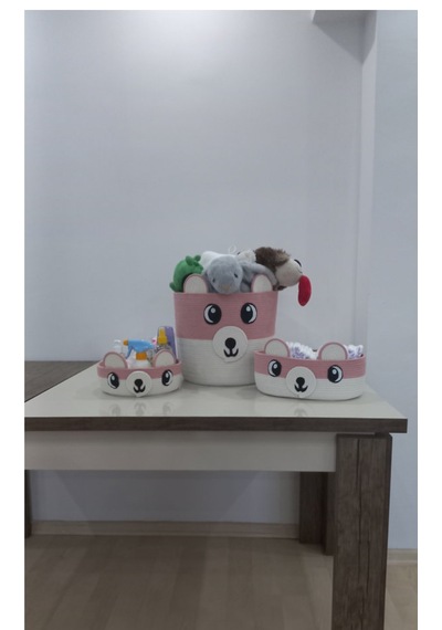 Organizer Üçlü Sepet Takımı Kız Çocukları İçin Açık Pembe