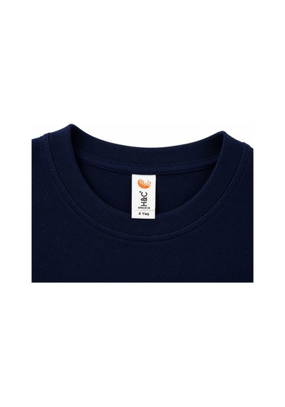H&c Coolboy Çocuk %100 Pamuklu Bisiklet Yaka Baskısız Pike Kumaş Basic Tişört Lacivert