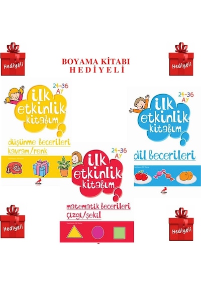 ERDEM ÇOCUK OKULÖNCESİ İLK ETKİNLİK SETİ 3 KİTAP (24-36 AY) BOYAMA KİTABI HEDİYELİ