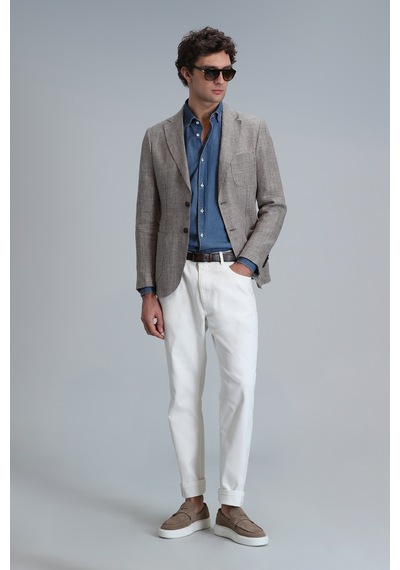 Lufian Luta Spor Erkek Blazer Ceket Slim Fit Kahverengi Kahverengi 111140166100112 Kahverengi