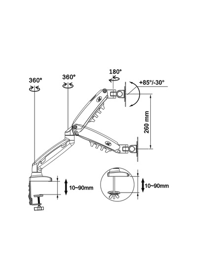 Northbayou F80 17-30 Lcd/led Monitör Tutucu Kol 2-9 Kg Amortisörlü Vesa 75x75 , 100x100 Monitör Standı