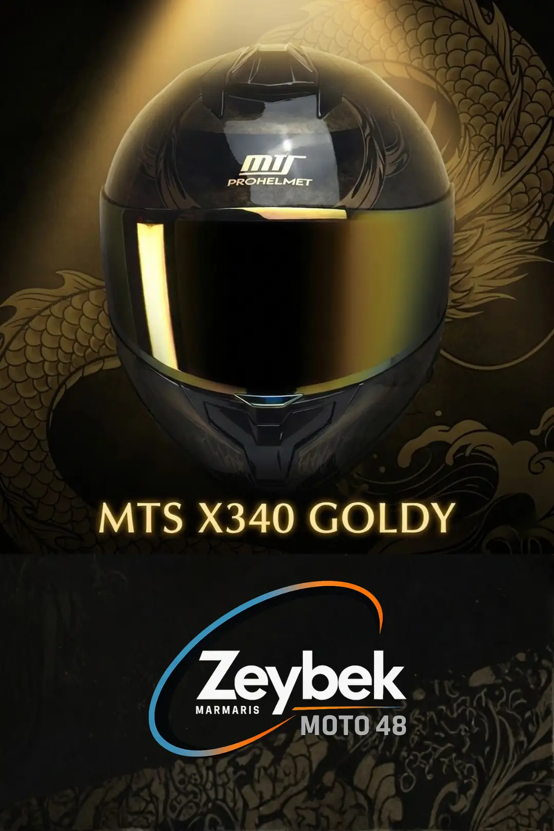 X340 Goldy Full Face Kask Fiber Dış Kabuk Ece / Dot / Ce Onaylı X340 Goldy