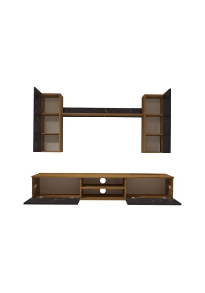 Decoraktiv Eko 7 Mdf Dvd Tv Ünitesi Tv Sehpası Pera - Siyah Mermer