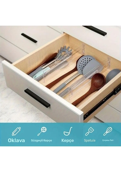 Şura Mutfak 12'li Set Akrilik Ayarlanabilir Çekmece Düzenleyici Organizer Diğer