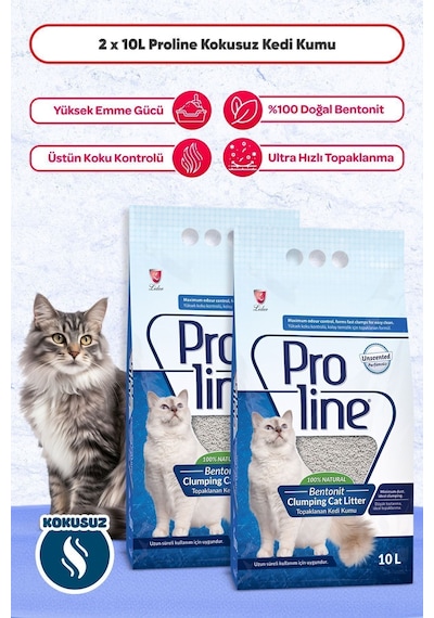 Proline Kokusuz Kedi Kumu 10 Lt X 2 Adet