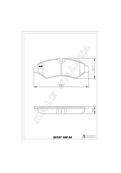 Kale-balata Fren Balatası Arka Mercedes Sprınter B907 B910 Tek Teker 20747-m00-00-kd20 A9104207300