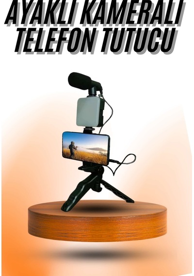 Telefon - 34 - Tutucu Mini Mikrofonlu Tripod Vlog - Muratech - Çekim Video Çok Renkli